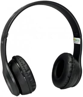 Fones de ouvido Bluetooth sem fio pretos ajustáveis com controles de reprodução
