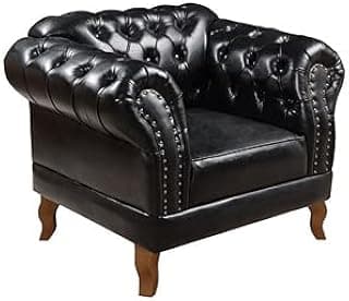 Poltrona Chesterfield Duque Capitonê Courino Preto