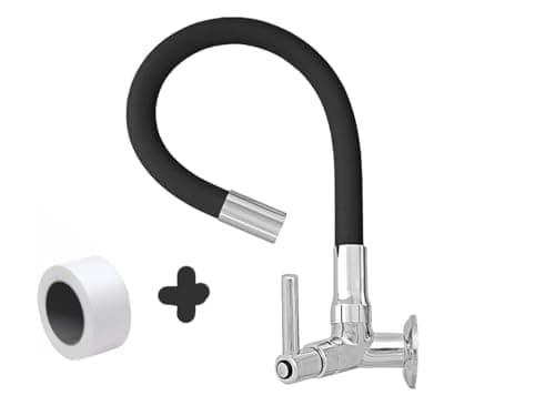 Torneira Gourmet Flexível de Cozinha Parede Preta 1/4 de Volta C51