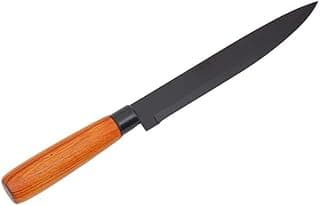 Faca Santoku 8 polegadas com lâmina preta e cabo de acácia, ideal para cortes precisos