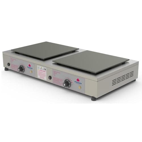 Chapa elétrica para crepes Progás PRKF-202E, 2 chapas quadradas, 1200W, aço inoxidável escovado, 220V