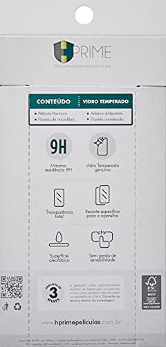 Película de vidro temperado 9H para Samsung Galaxy M20 da HPrime em embalagem verde transparente.