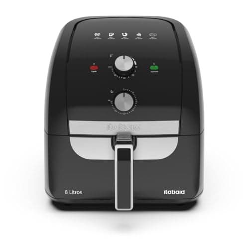 Fritadeira Air Fryer Itatiaia 8l 127v preta com controles rotativos e capacidade de 8 litros