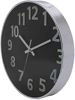 Relógio de parede de vidro preto e prata, 25cm, Tuut, Linha Home Decor