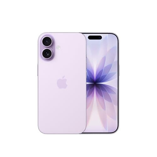 iPhone 17 em cor lavanda com câmera dupla e logotipo da Apple