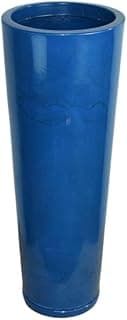 Vaso azul marmorizado grande de polietileno para plantas