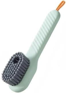 Escova de limpeza macia com dispensador de líquido multifuncional para sapatos e tênis, cor verde.