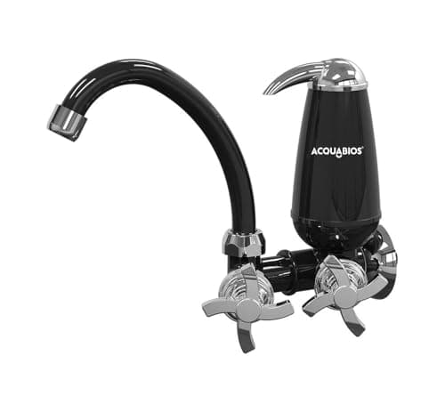 FILTRO AQUABIOS COM TORNEIRA QUADRISETA BICA MOVEL 1/4 DE VOLTA PRETA/CROMADO PARA PAREDE