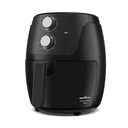 Fritadeira de Ar Britânia 4,2L Silverstone 1500W BFR36A 220V, preta, controles rotativos, alça de transporte, marca Britânia visível
