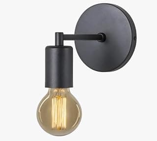 Luminária de parede retrô preta com lâmpada incandescente vintage