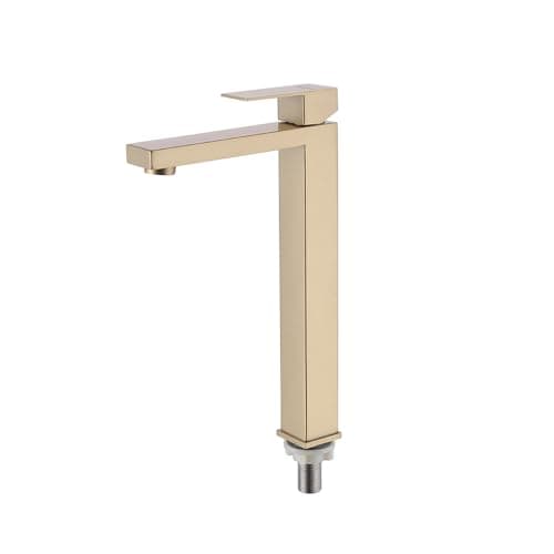 Torneira Água Fria Gourmet Dourado Fosco Quadrada Alta Slim Gowff