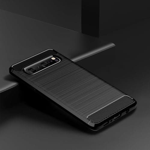 Capa para celular Samsung Galaxy S10 5G preta, resistente, à prova de choque, com design texturizado.