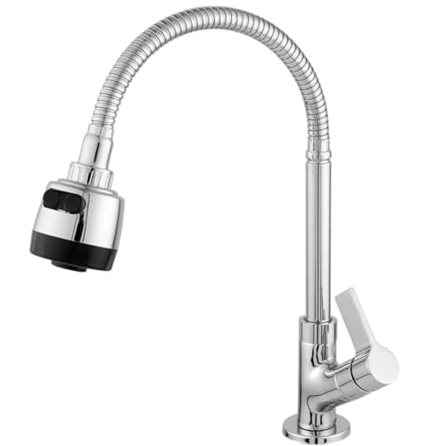 Torneira Cozinha Gourmet Flexível 1/4 De Volta Monocomando Premium Com Bico Arejador Jato Para Pia Mesa Bancada Metal