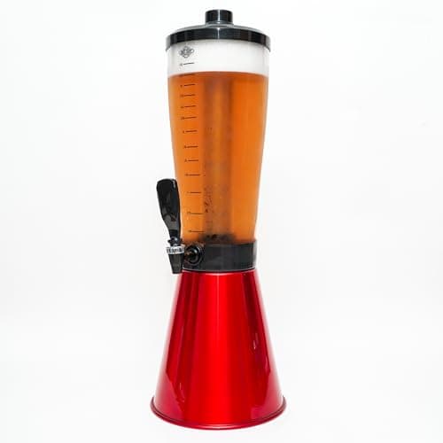 Torre De Chopp Cervejeira 3,5 L Copo Acrílico 2 Refil Vermelha