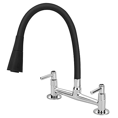 Torneira Misturador Cozinha De Mesa Gourmet Duplo Jato 1/4v. Cor:Preto