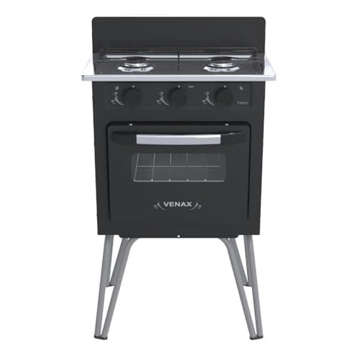 Fogao 2 Bocas Venax Gemini Vetro Preto Fosco Gas Glp