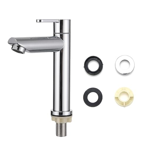 Heemli Torneira Banheiro 22 cm Luxo Moderna Lavatório Torneira Baixa Para Banheiro Volta Bica Baixa Cromada Espelhada Lavabo Aço Inox Alto Padrão Fria (Prata）
