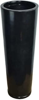 Vaso preto grande em polietileno, cilíndrico, superfície lisa e polida