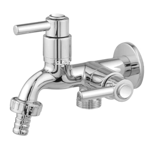 Torneira Tanque Máquina Lavar 2 Saídas ABS Cromado 1031 C72 Cor:Prateado