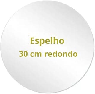 Espelho redondo de 30 cm com texto central em verde