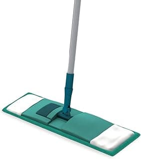 Esfregão plano verde com refil de microfibra e cabo telescópico