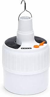 Luminária Lâmpada de Led com Bateria Recarregável USB e Energia Solar para Emergência, Acampamento, Feiras e Pesca com Gancho Metálico