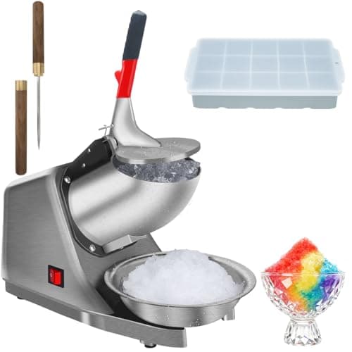 Máquina de gelo raspado Reespring, lâmina de aço inoxidável, recipiente para gelo e copo com raspas coloridas