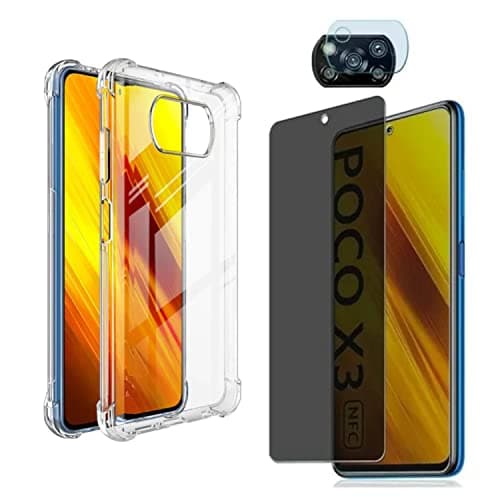 Kit Capa Anti Impacto e Película De Vidro Privacidade Para Xiaomi Poco X3 NFC