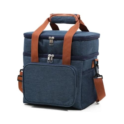 Bolsa Termica Marmita Lancheira Grande Alça Ombro Trabalho Passeio Academia Dois Andares (Bolsa Azul)