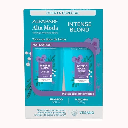 Alta Moda Pack Shampoo e Máscara Intense Blond - Matização poderosa com efeito imediato para neutralizar tons loiros indesejados - Para cabelos loiros naturais, tingidos ou descoloridos 300ml