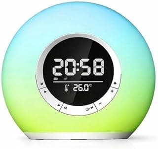 Relógio Despertador Digital com Luz LED RGB, Caixa de Som Integrada, Bluetooth, Termômetro e Alarme, Ideal para Quarto e Mesa de Cabeceira