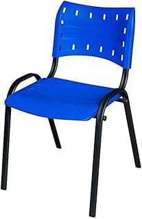 Cadeira fixa azul e preta para escritório, escola, restaurante e eventos