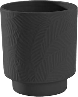Vaso de cerâmica preto Folium com design texturizado