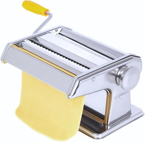 Máquina para fazer massa de macarrão em aço inoxidável com cabo amarelo