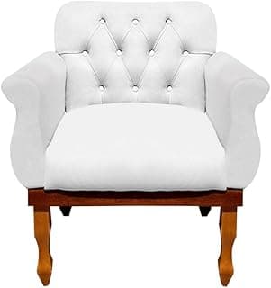 Poltrona para Sala Decorativa Cadeira Estofada Capitonê Quarto Escritório (Corino Branco)