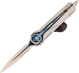 Faca retrátil Polaris futurista, design prata e azul, empunhadura em liga metálica
