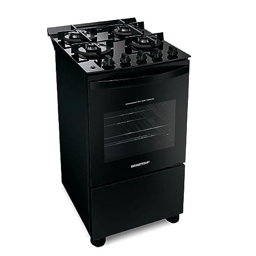 Fogão de Piso Brastemp 4 Bocas com Mesa de Vidro e Grades Duplas de Ferro Fundido Preto - BFO4VAE - Bivolt