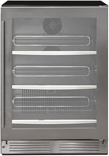 Frigobar Beer Center 60cm Cuisinart Arkton com porta de vidro e prateleiras de metal, frontal