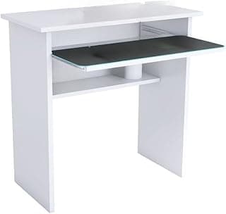 Escrivaninha Compacta Branca para Computador, Mesa de Estudo com Gaveta, Mesa Home Office Moderna Multifuncional