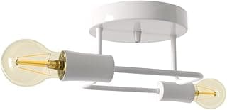 Luminária Sputnik de dois braços com lâmpadas de filamento expostas, acabamento branco.