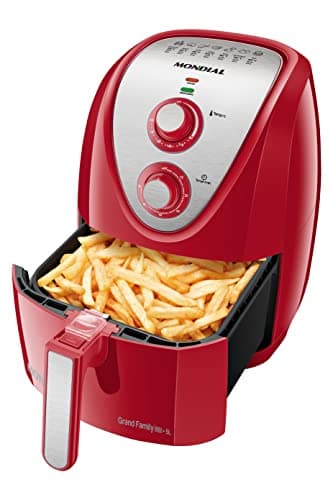 Fritadeira Sem Óleo Air Fryer Mondial Vermelho e Inox com Batatas Fritas