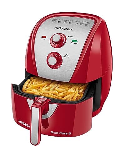 Fritadeira sem óleo Mondial Grand Family vermelha e inox, 6L, 1900W, 110V