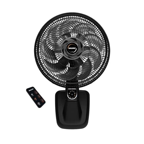 Ventilador de Parede Mallory Smart Control – Controle Remoto, Oscilação Direcionada, Potência de 140W, Sistema Smart Swing, Hélice de 15 Pás – Preto/Grafite - 220V