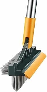 Escova de limpeza multifuncional 3 em 1 com rodo e vassoura, preto e amarelo