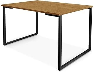 Mesa de Jantar Steel Estilo Industrial Pés de Aço 120x80cm Preto/naturale