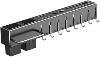 Suporte Organizador Aço Inox Cozinha 6 Ganchos Cinza 39,5x5,3x6,8 cm
