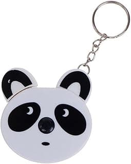 Chaveiro Panda com Fita Métrica Retrátil, branco e preto