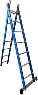 Escada de fibra de vidro multiuso 7/12 degraus azul 2,20 x 3,80 m com rodas