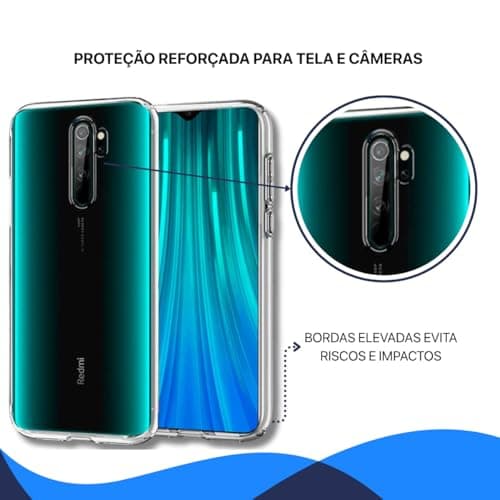 Capa antichoque transparente para Redmi Note 8 Pro, verde escuro, proteção total.