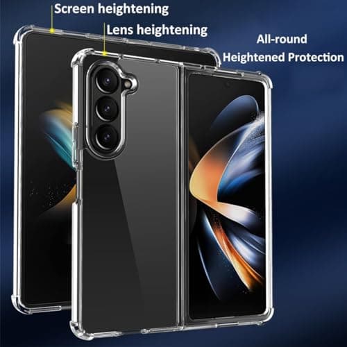 Capa transparente USTIYA Galaxy Z Fold 6 5G com proteção aprimorada para lentes e tela.